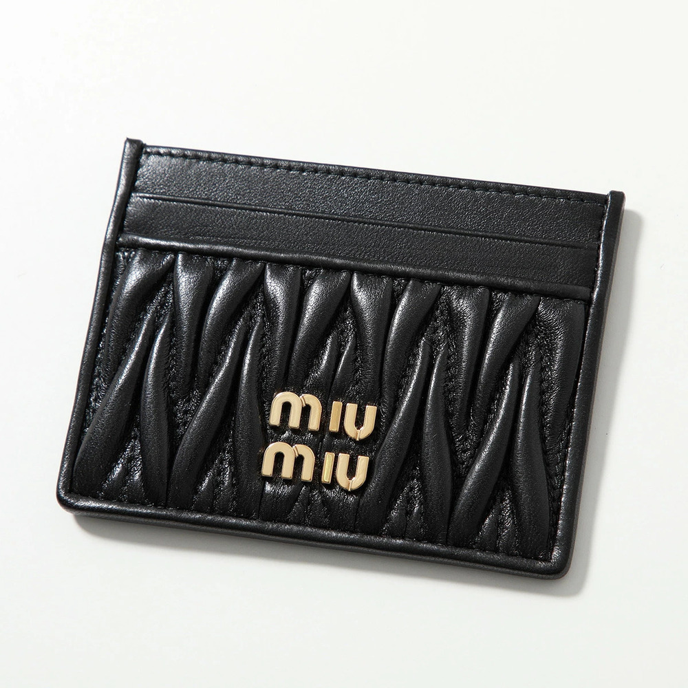 Miu Miu Matelasse Card Case Wallet Leather Pass Metal